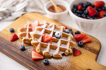 Sticker - belgium waffle with strawberry, blueberry and honey