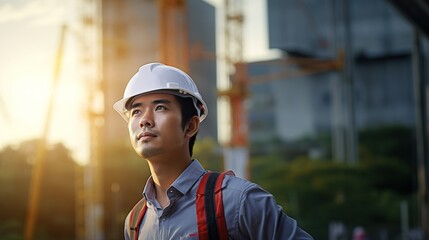 Sticker - portrait of a construction worker in the construction site