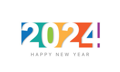 Wall Mural - Happy new year 2024, horizontal banner. Brochure or calendar cover vector design template.