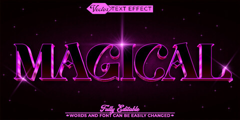 Wall Mural - Dark Purple Magical Vector Editable Text Effect Template