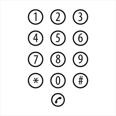 Wall Mural - Interface keypad, numbers icon. Vector flat illustration on white background.