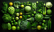 Green vegetables on a dark background