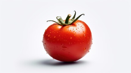 Wall Mural - Fresh red tomato on white background