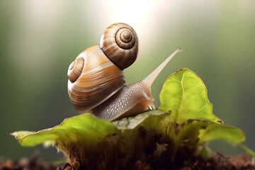 Wall Mural - Cute snail in the forest Made with Generative AI