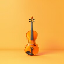 Classical Music Concert Poster With Orange Color Violin On Yellow Background. Generative Ai
