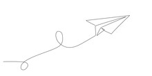 Paper Plane Flying Up. Continuous One Line Drawing For Business, Travel Or Journey Illustration. Single Line Art Style. Airplane With Destination Line Path. Doodle Handdrawn Drawing Editable Stroke