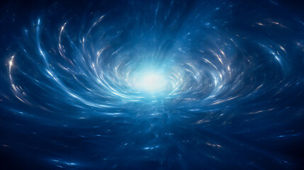 Aufkleber - abstract swirl of light in blue space. generic technology and science background illustration.