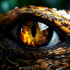 Reptile eye close-up, macro photography, AI generated