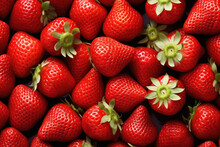 Fresh And Juicy Red Strawberry Bunch