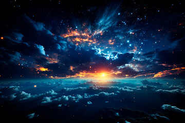 Wall Mural - beautiful night sky with stars and clouds
