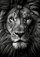 Wall Mural - portrait of a lion - monochrome close up (Generative AI)