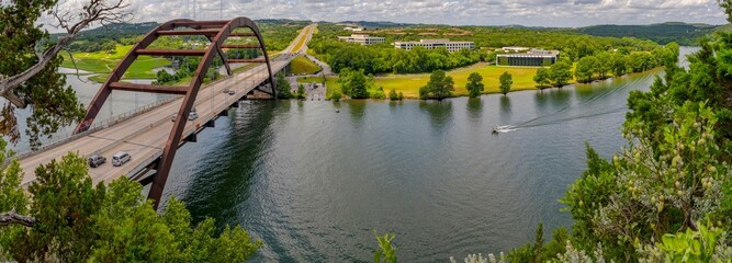 Wall Mural - Iconic Tranquility: 4K Image of the Breathtaking Penny backer 360 Bridge in Austin, Texas, USA