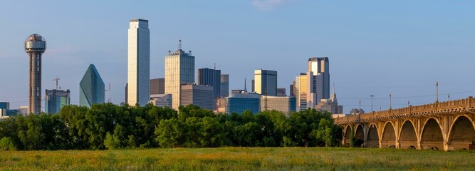 Wall Mural - Dallas Splendor: Aerial 4K Image of Beautiful Blue Skyline and Buildings in Dallas  Texas