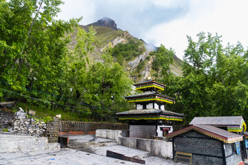 The holy temple of Muktinath in the HImalayas of Jomsom, Upper Mustang in Nepal