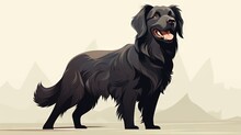  A Large Black Dog Standing In Front Of A Mountain Range.  Generative Ai