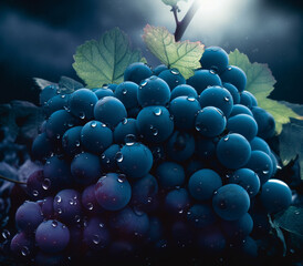 Bunch of grapes in the moonlight