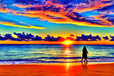 Fototapeta Zachód słońca - sunset on the beach