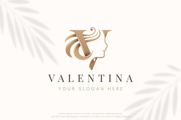 beauty spa letter v woman logo design