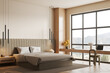 © ImageFlow - Beige bedroom corner with table