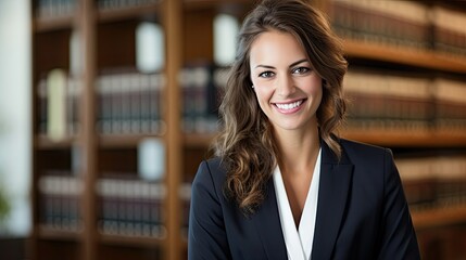 Poster - Young woman in suit as a lawyer.