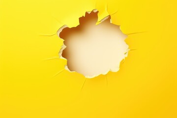 Wall Mural - Big paper hole in center of yellow background