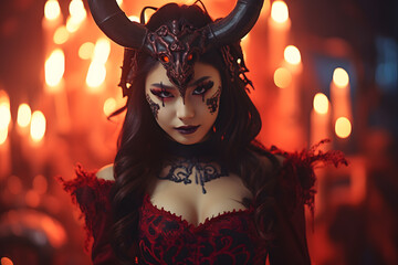 Wall Mural - devil woman with horns