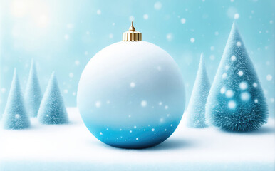 Wall Mural - Beautiful Christmas decoration with a ball and fir trees. AI generated.
