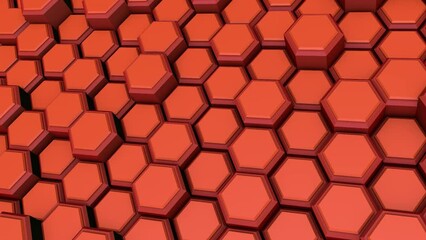 Poster - Video footage from burgundy dynamic hexagons. Screensaver for intro. Rendering animation.