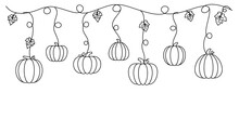Pumpkins Line Art Style. Thanksgiving Element Vector Eps 10