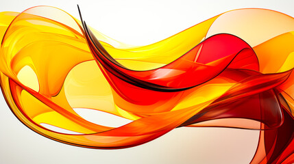 Poster - Red, yellow, and orange abstract design on white background.