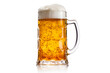 A traditional Bavarian beer stein filled with frothy beer