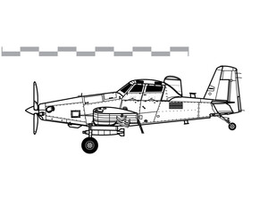 Wall Mural - Air Tractor OA-1K Sky Warden, AT-802U. Vector drawing of light attack aircraft. Side view. Image for illustration and infographics.