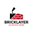 Home plastering logo design vector. Exterior and interior house work logo construction with Brick and trowel icon