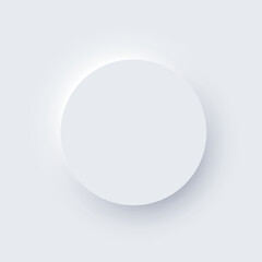 Poster - Neumorphism UI, circle white ring button with shadow vector illustration. Abstract 3d skeuomorphic minimal soft button, digital design element of round shape and ripple, modern circular indicator