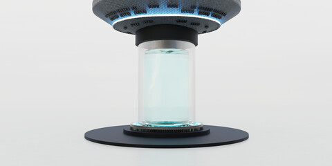 Cryogenic capsule hibernation Cryonics Capsules Glass tube with frozen liquid for hibernation sci fi teleport Science Technology Cryopod 3D Illustration Cryopod  Laboratory Equipment Laboratory Scene
