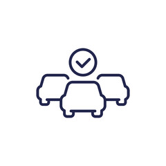 Poster - car fleet icon on white, line vector