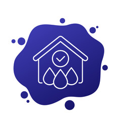 Poster - house and water icon, line vector