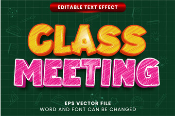 Class meeting school 3d editable vector text effect