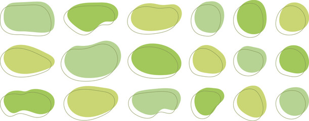 Wall Mural - かわいい抽象的なゆるゆるフレーム　緑　黄緑　黄色　green shape　Set of cute abstract shapes.Vector loose frame.