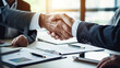 © Anna - Business people shaking hands finishing up a meeting. Handshake business partners after signing contract.