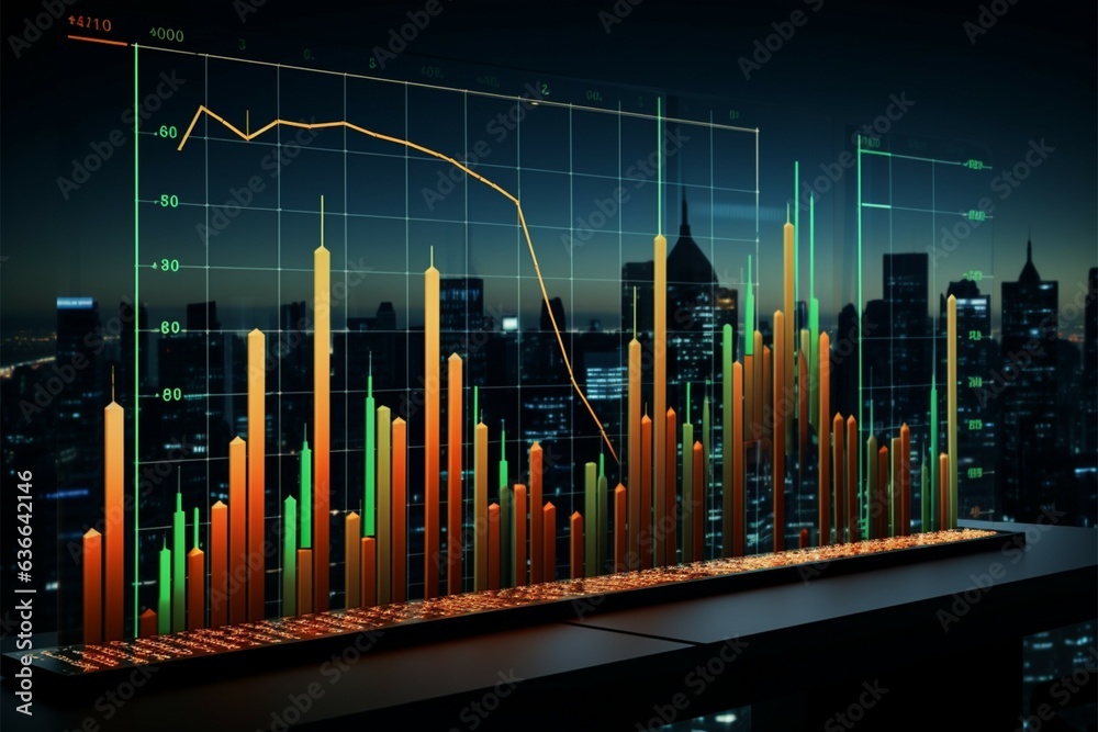 Visual representation of business and stock market performance over ...