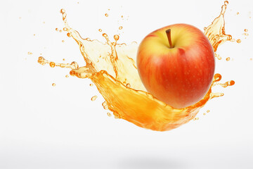 Wall Mural - Apple juice and apple isolated on white.