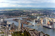 Aerial view of the Erasmus Bridge with surroundings in Rotterdam