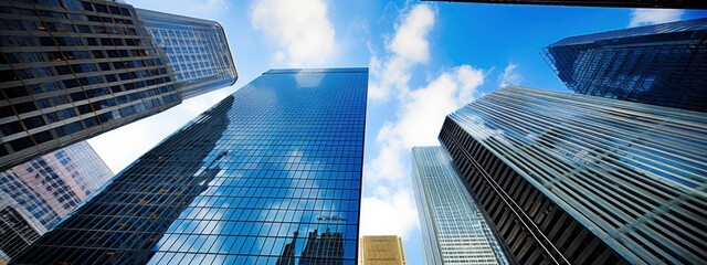 Wall Mural - Central Business District, Office building low angle photography, generative ai