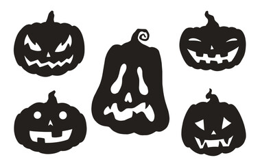 Poster - Halloween pumpkins monochrome set logotypes