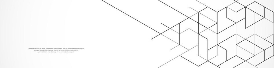 panoramic view of abstract geometric background with hexagons shape pattern for banner or website he