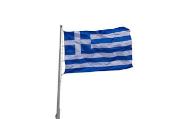 Poster - Greek flag waving isolated on white transparent background, PNG. Greece country national sign symbol