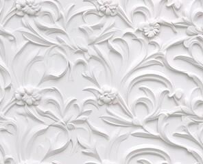 Sticker - Gypsum patterns of white flowers, gypsum background floral pattern. SEAMLESS PATTERN. SEAMLESS WALLPAPER. Created with Generative AI technology. Created with Generative AI technology.