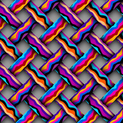 Leinwandbilder - Seamless vector image. 3d plaid texture. Imitation canvas interweaving details