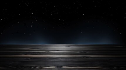 Poster - Black wooden podium for text copy space